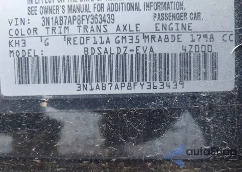 2015 Nissan Sentra Sv from USA, damaged, VIN 3N1AB7AP8FY363439